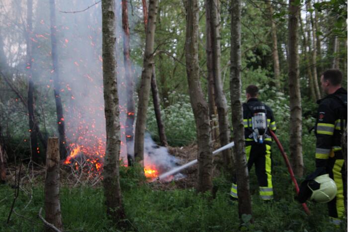 Brandweer blust brandend riet