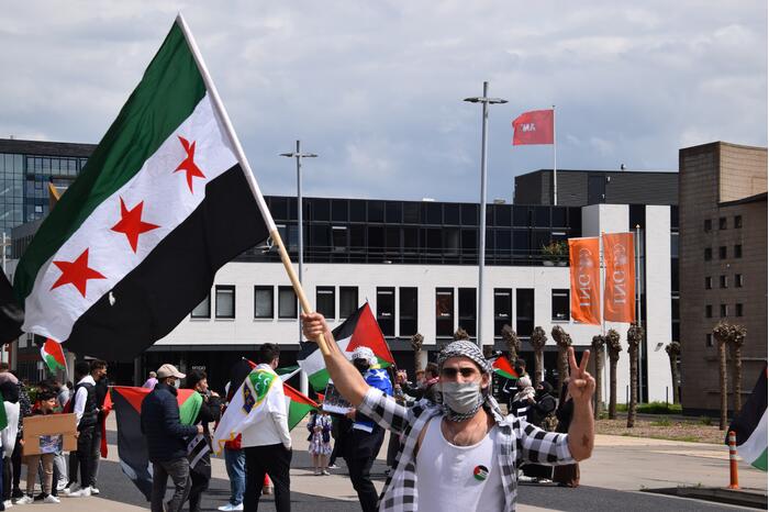 Politie houdt toezicht bij demonstratie