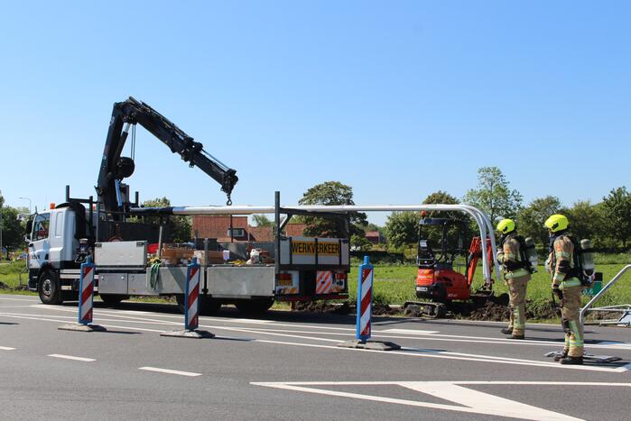 Gasleiding geraakt bij plaatsen van lantaarnpaal
