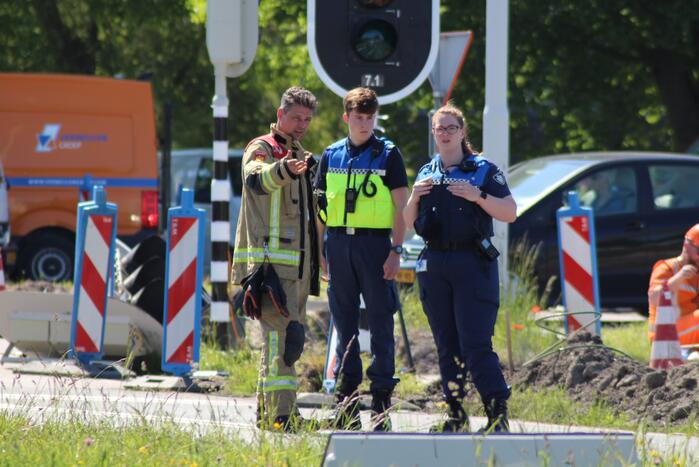 Gasleiding geraakt bij plaatsen van lantaarnpaal