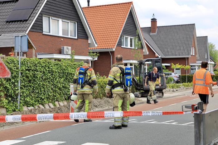 Gasleiding geraakt bij graafwerkzaamheden