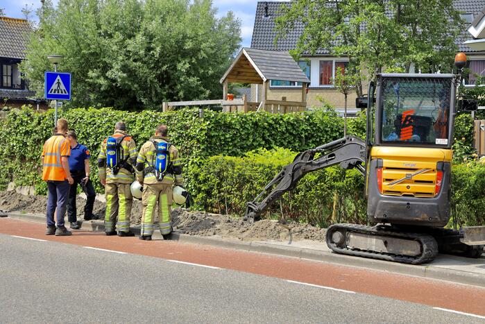 Gasleiding geraakt bij graafwerkzaamheden