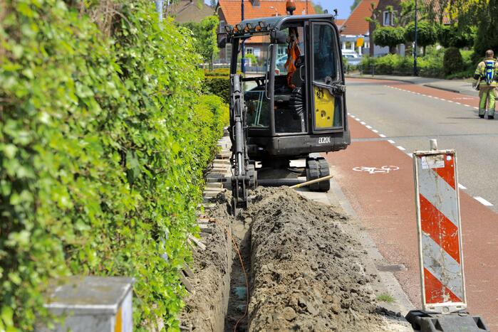 Gasleiding geraakt bij graafwerkzaamheden