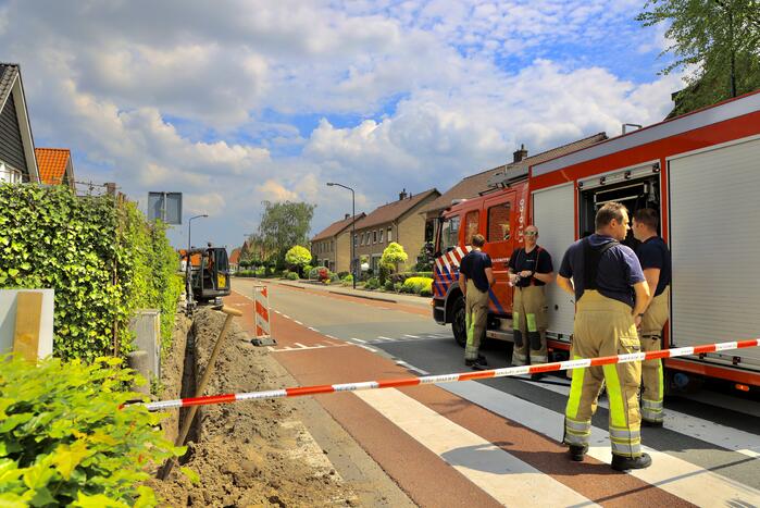 Gasleiding geraakt bij graafwerkzaamheden