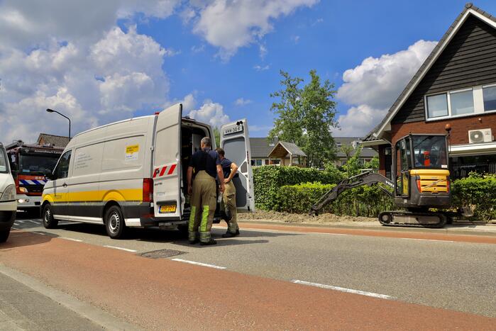 Gasleiding geraakt bij graafwerkzaamheden