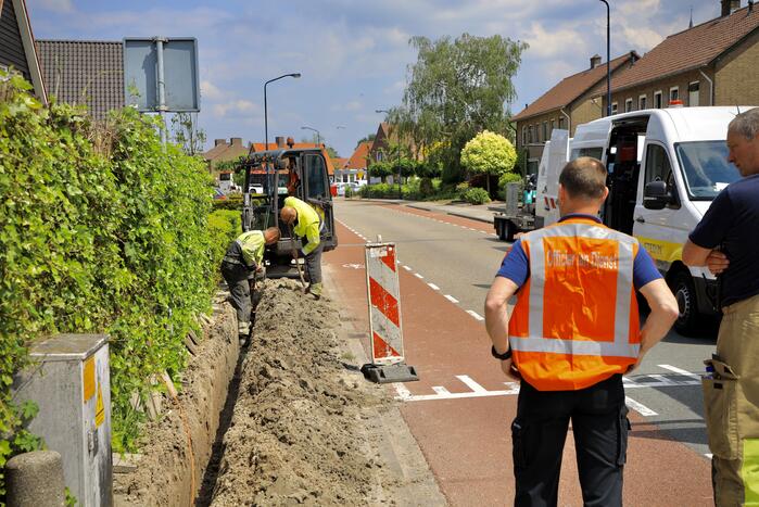 Gasleiding geraakt bij graafwerkzaamheden
