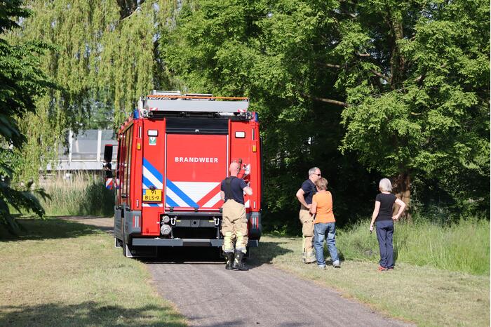 Klein stuk gras in brand