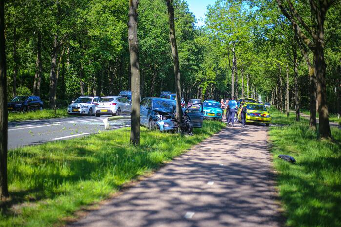 Personenauto belandt op boom