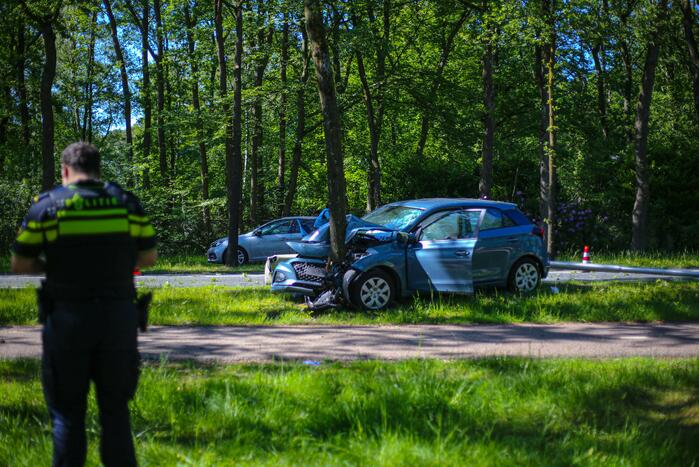 Personenauto belandt op boom