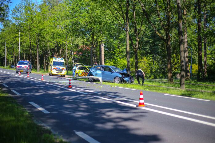 Personenauto belandt op boom