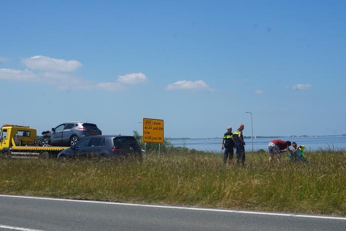 Ongeval tussen personenauto en caravan