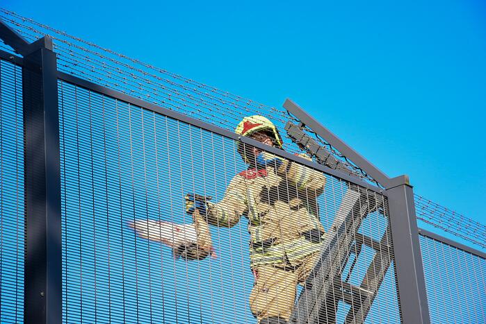 Brandweer bevrijdt eend uit hekwerk Stichting Antes