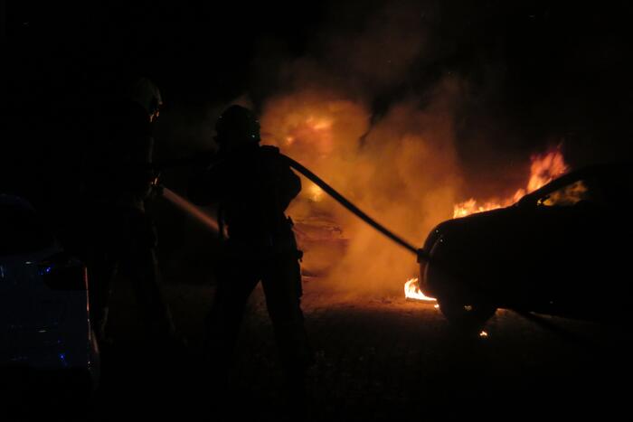 Twee auto's door brand verwoest