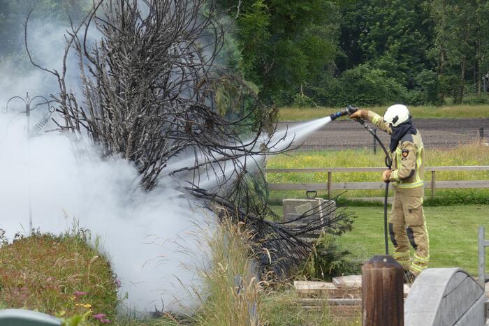 Stuk struiken gaan in vlammen op