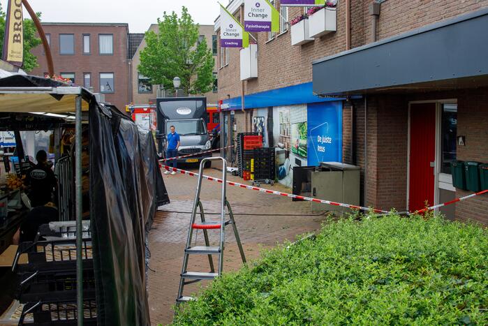 Markt zonder stroom na brand in elektriciteitskast