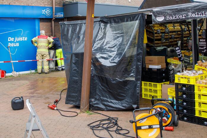 Markt zonder stroom na brand in elektriciteitskast