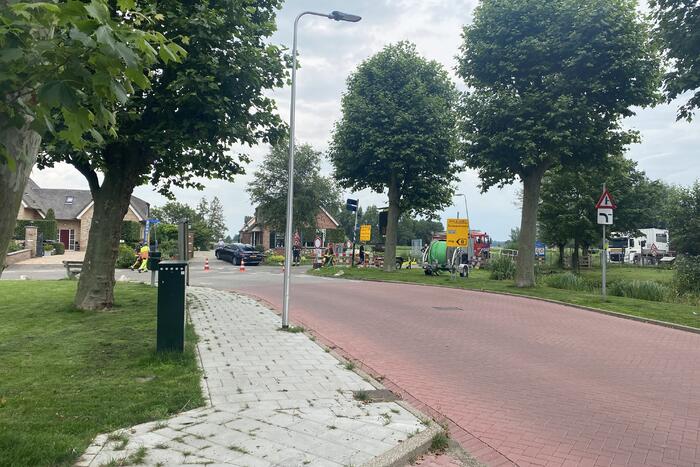 Gasleiding geraakt bij graafwerkzaamheden