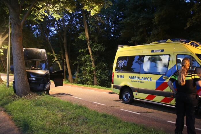 Bestelbus kom tegen boom tot stilstand