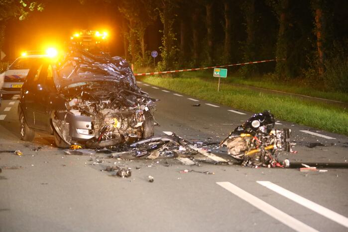 Motorrijder overleden bij zeer ernstig ongeval