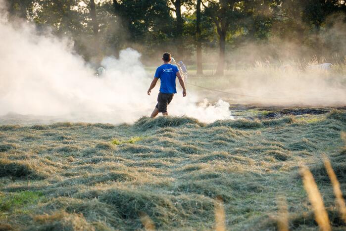 Enorme rookwolken door brand in gemaaid gras