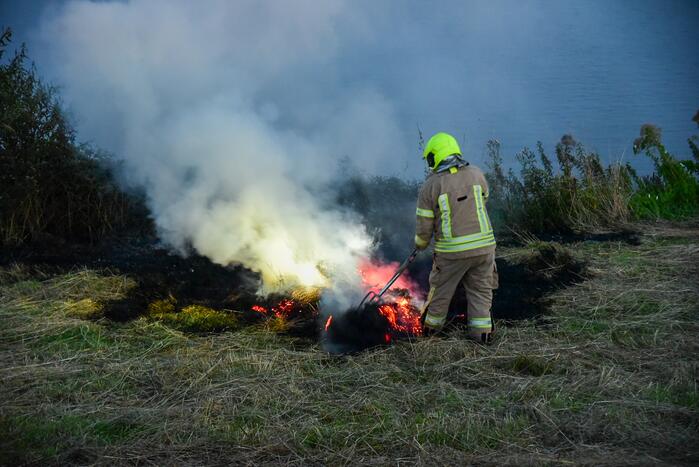 Jongeren steken riet in brand