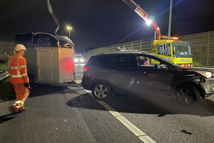 Paard ontsnapt op snelweg na ongeval