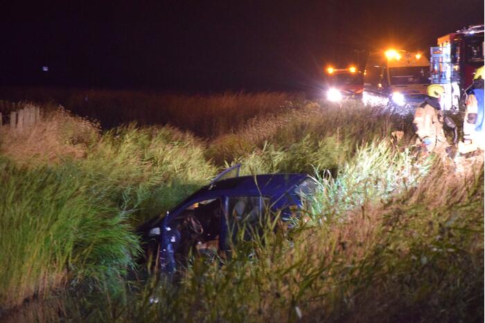 Inzittenden vluchten na te water raken met auto