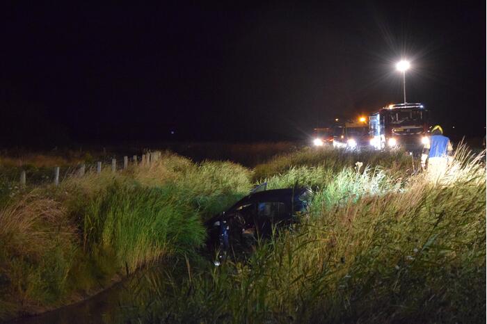 Inzittenden vluchten na te water raken met auto