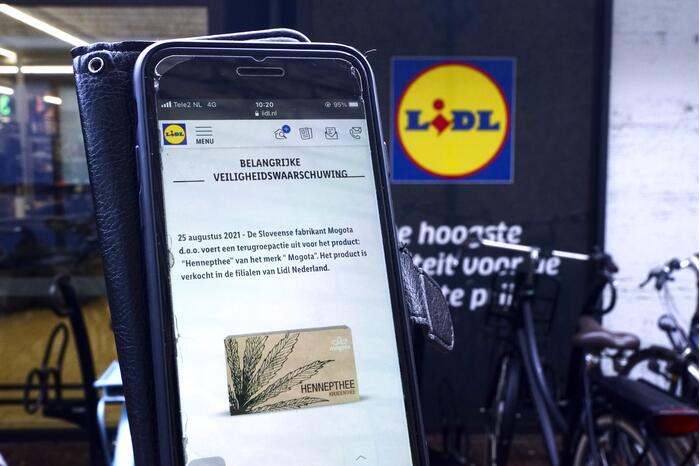 Te veel wiet in Mogata hennepthee van supermarkt Lidl