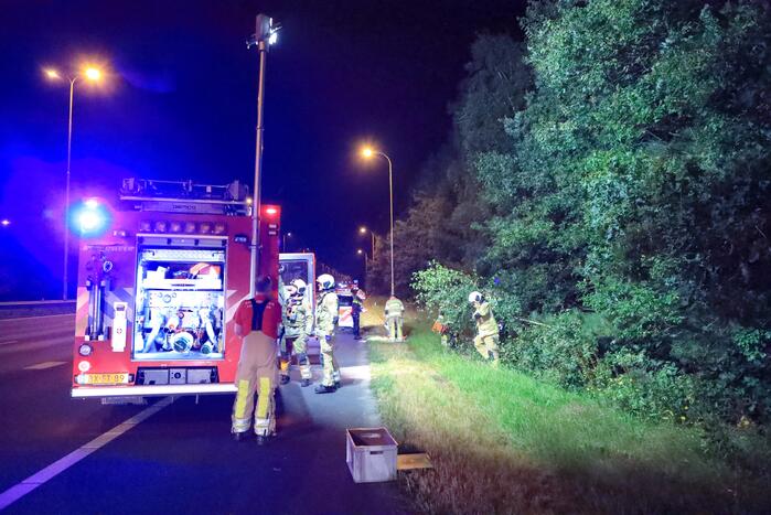 Bestuurster verliest macht over het stuur en komt tot stilstand in struiken