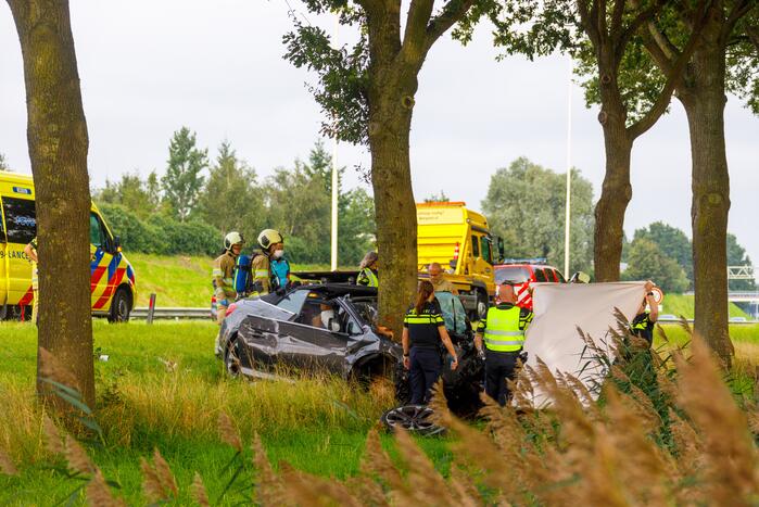Auto knalt op boom, bestuurder overleden