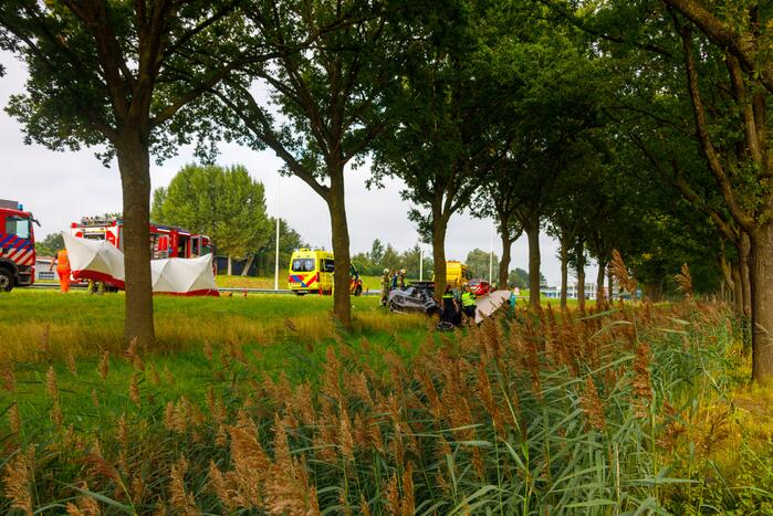 Auto knalt op boom, bestuurder overleden