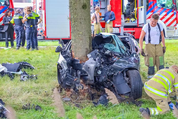 Auto knalt op boom, bestuurder overleden