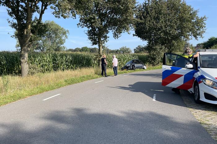Auto raakt van de weg en belandt in sloot