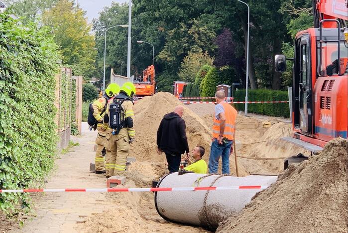 Gasleiding geraakt bij aanleg van riolering