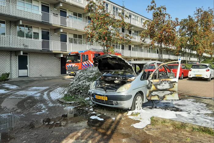 Geparkeerde auto compleet verwoest door brand