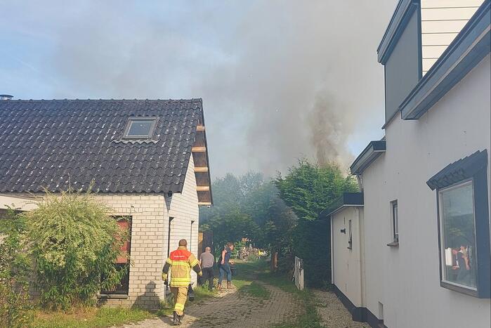 Coniferenhaag vliegt in brand in achtertuin
