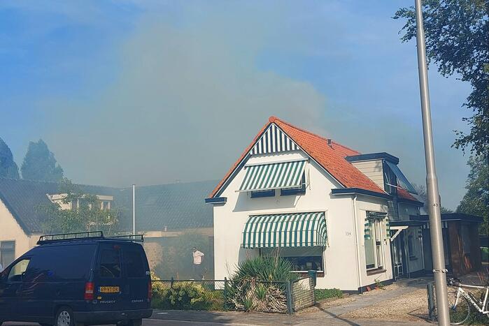 Coniferenhaag vliegt in brand in achtertuin