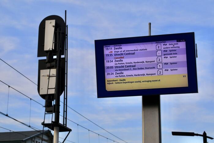 Tijdelijk geen treinverkeer tussen Amersfoort Centraal en Nijkerk