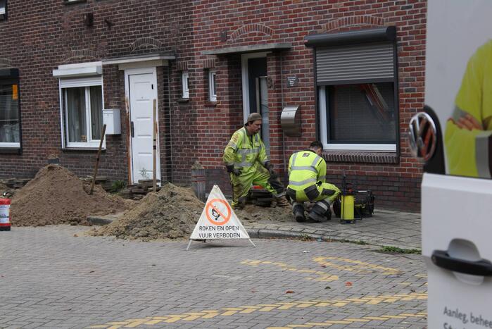 Gasleiding geraakt bij graafwerkzaamheden