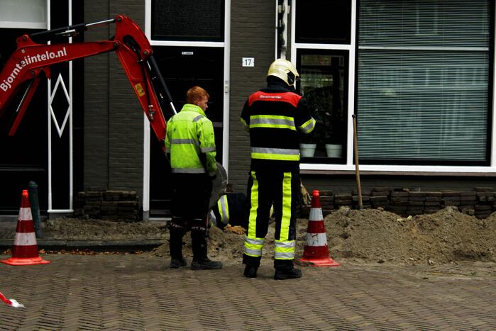 Gasleiding geraakt bij graafwerkzaamheden