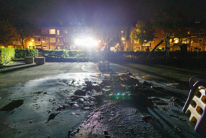 Folders in brand op speeltuin