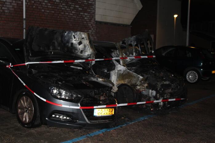 Twee auto's verwoest door brand