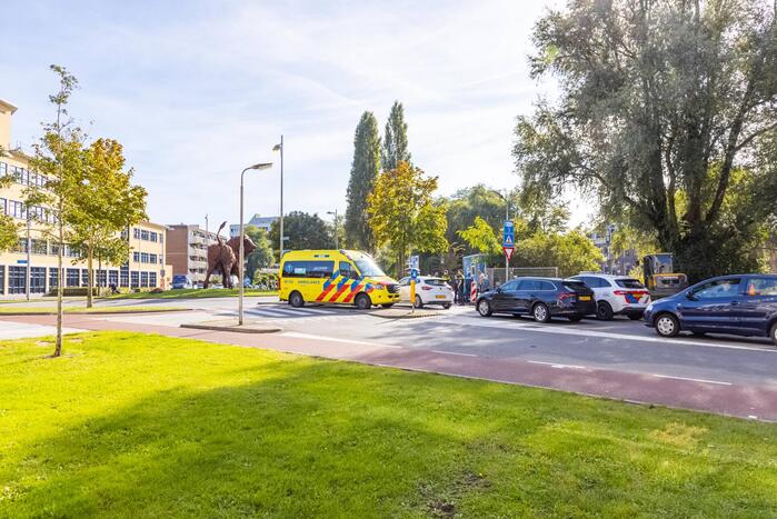 Vrouw gaat onderuit met fiets