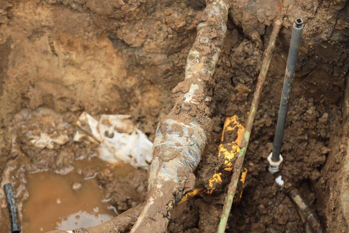 Gasleiding geraakt bij werkzaamheden