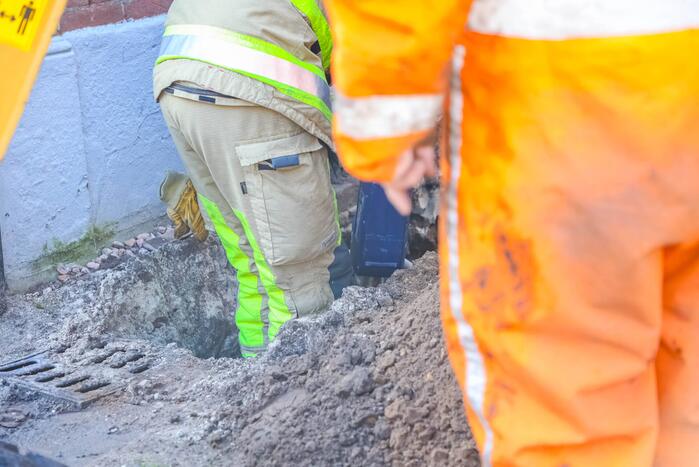 Lekkage in gasleiding bij graafwerkzaamheden
