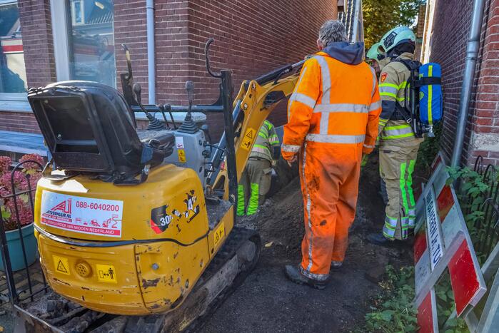 Lekkage in gasleiding bij graafwerkzaamheden