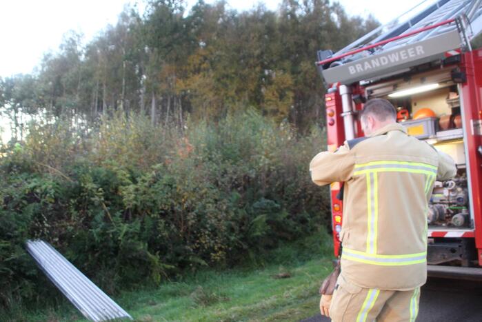 Brandweer blust brandende takken in bos