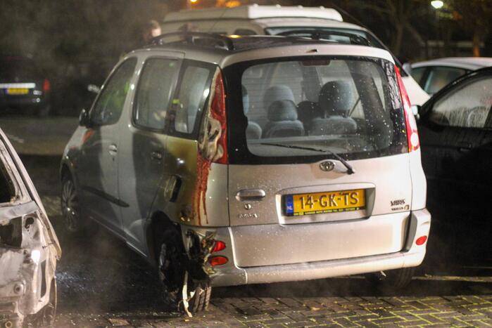 Geparkeerde personenwagen verwoest door brand