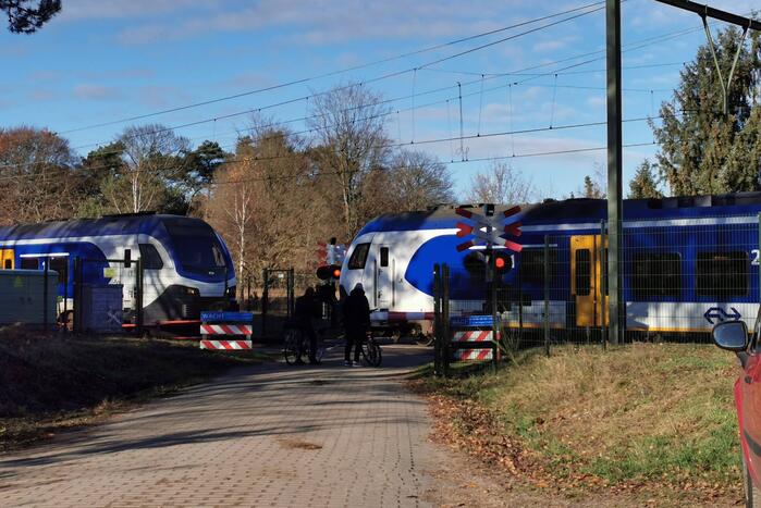 Treinen rijden stapvoets door overwegstoring